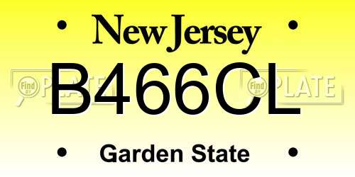 B466CL New Jersey License Plate