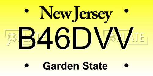 B46DVV New Jersey License Plate