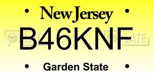 B46KNF New Jersey License Plate