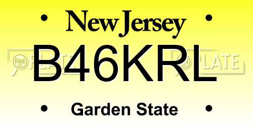 B46KRL New Jersey License Plate