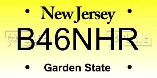 B46NHR New Jersey License Plate