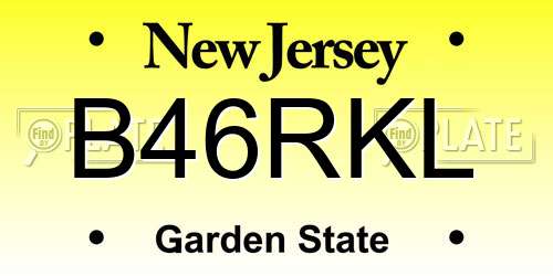 B46RKL New Jersey License Plate