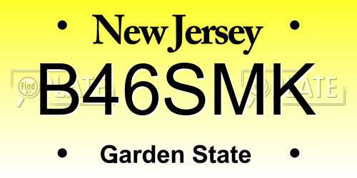 B46SMK New Jersey License Plate