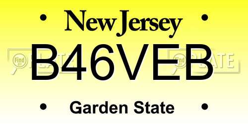 B46VEB New Jersey License Plate