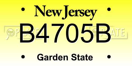 B4705B New Jersey License Plate