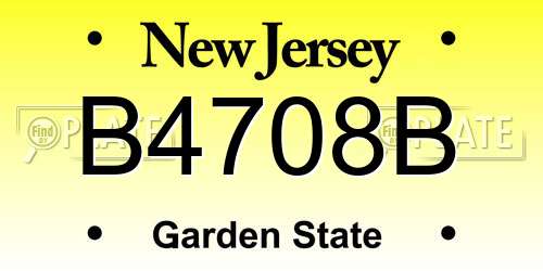 B4708B New Jersey License Plate