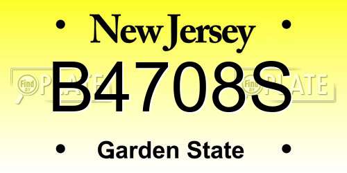B4708S New Jersey License Plate