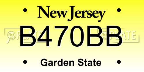 B470BB New Jersey License Plate