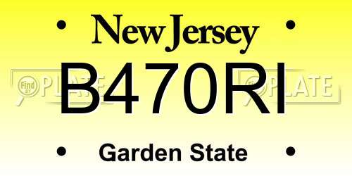 B470RI New Jersey License Plate