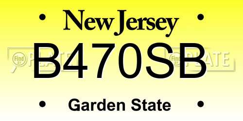 B470SB New Jersey License Plate
