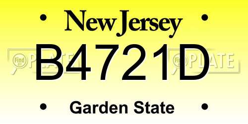 B4721D New Jersey License Plate