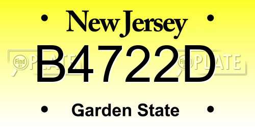 B4722D New Jersey License Plate