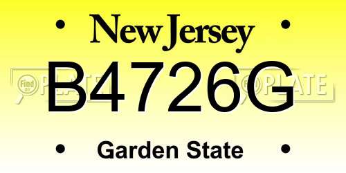 B4726G New Jersey License Plate