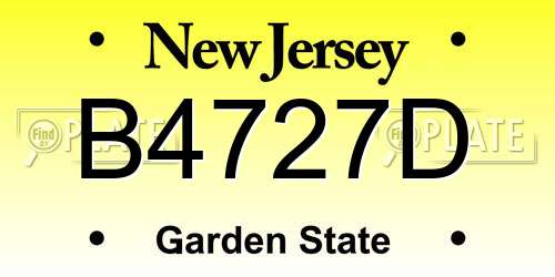 B4727D New Jersey License Plate