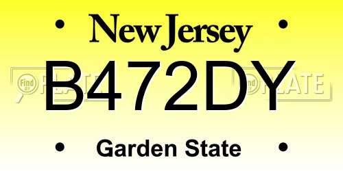 B472DY New Jersey License Plate