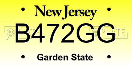 B472GG New Jersey License Plate