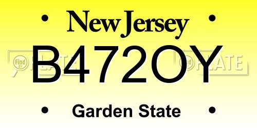 B472OY New Jersey License Plate