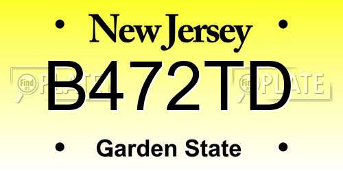 B472TD New Jersey License Plate