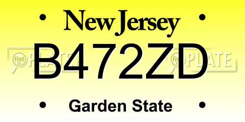 B472ZD New Jersey License Plate
