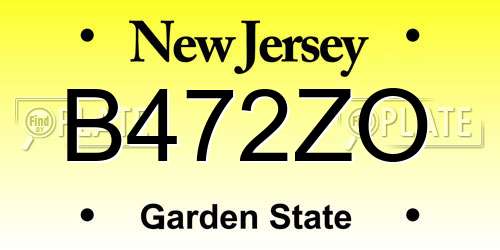 B472ZO New Jersey License Plate