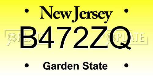 B472ZQ New Jersey License Plate
