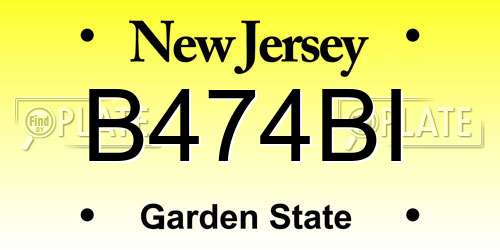 B474BI New Jersey License Plate