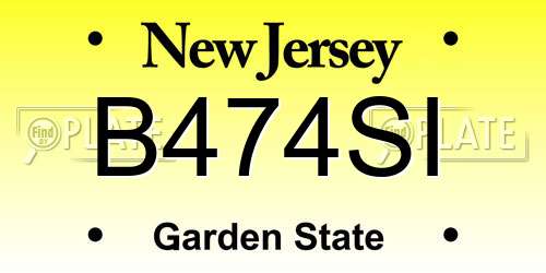 B474SI New Jersey License Plate