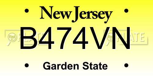 B474VN New Jersey License Plate
