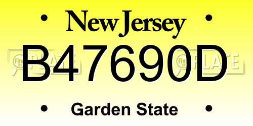 B47690D New Jersey License Plate