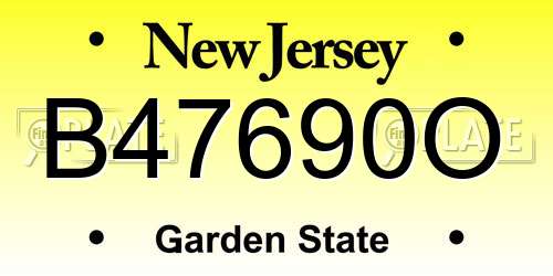 B47690O New Jersey License Plate