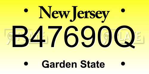 B47690Q New Jersey License Plate