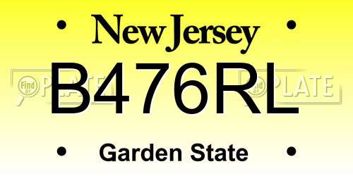 B476RL New Jersey License Plate