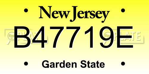 B47719E New Jersey License Plate