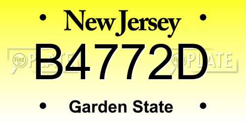 B4772D New Jersey License Plate