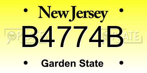 B4774B New Jersey License Plate