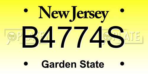 B4774S New Jersey License Plate