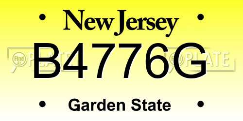 B4776G New Jersey License Plate