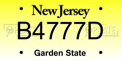 B4777D New Jersey License Plate