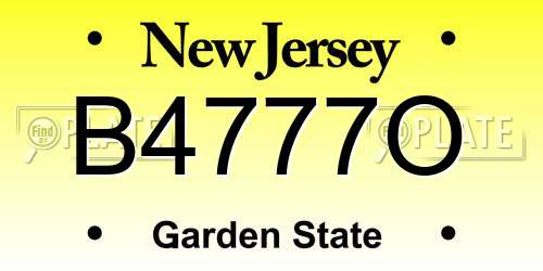 B4777O New Jersey License Plate