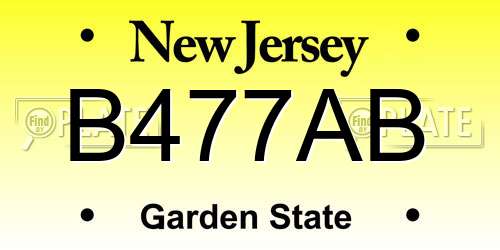 B477AB New Jersey License Plate