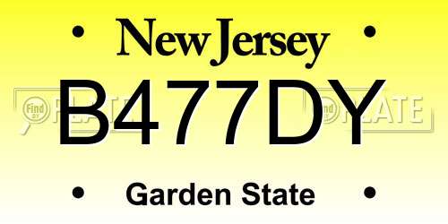 B477DY New Jersey License Plate