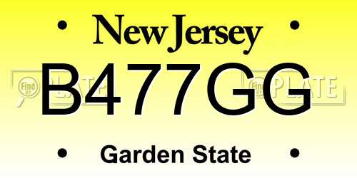 B477GG New Jersey License Plate