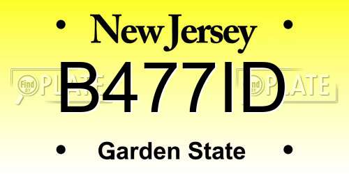 B477ID New Jersey License Plate