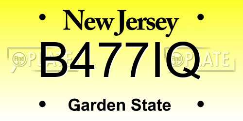 B477IQ New Jersey License Plate