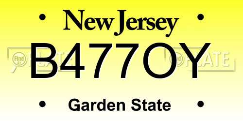 B477OY New Jersey License Plate