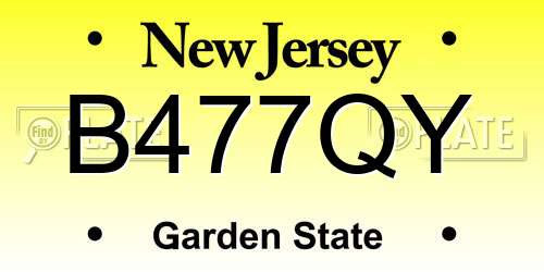 B477QY New Jersey License Plate
