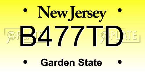 B477TD New Jersey License Plate