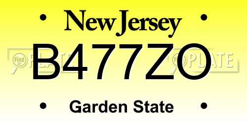 B477ZO New Jersey License Plate