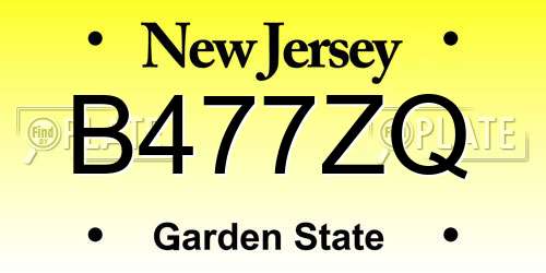 B477ZQ New Jersey License Plate