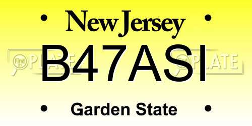B47ASI New Jersey License Plate